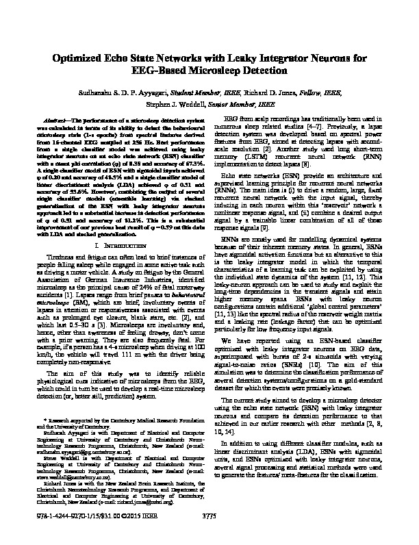 Download Optimized echo state networks with leaky integrator neurons for EEG-based microsleep detection Proceedings of Annual International Conference of IEEE Engineering in Medicine and Biology Society.