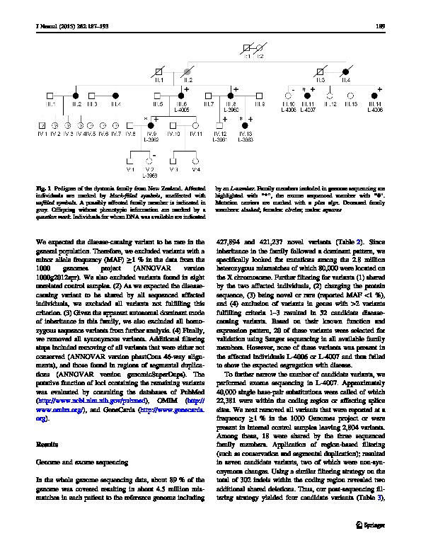 Download Genome sequencing identifies a novel mutation in ATP1A3 in a family with dystonia in females only.