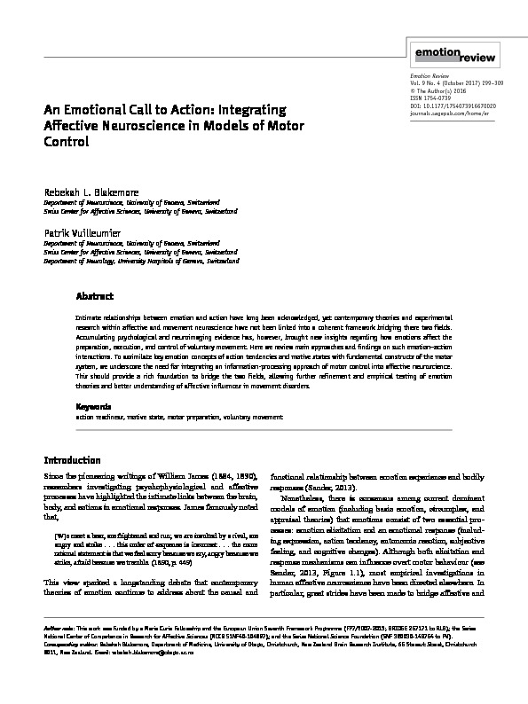 Download An emotional call to action: integrating affective neuroscience in models of motor control.