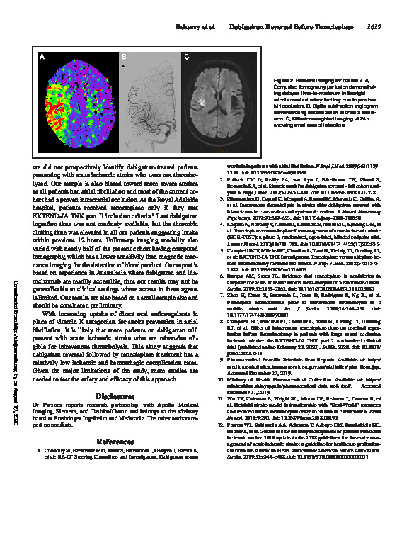 Download Dabigatran reversal before intravenous tenecteplase in acute ischemic stroke.