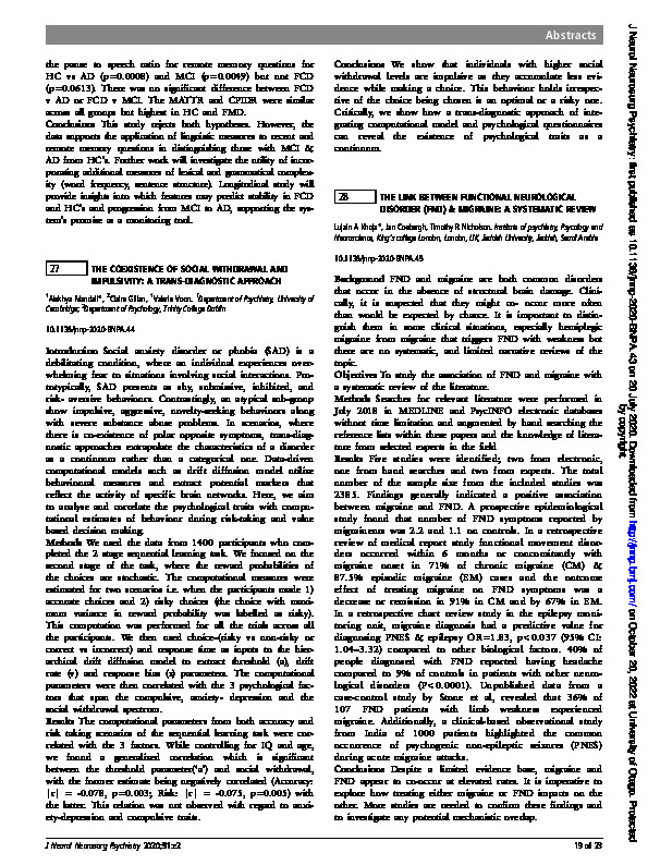 Download 26 Can an automated assessment of language help distinguish between Functional Cognitive Disorder and early neurodegeneration?