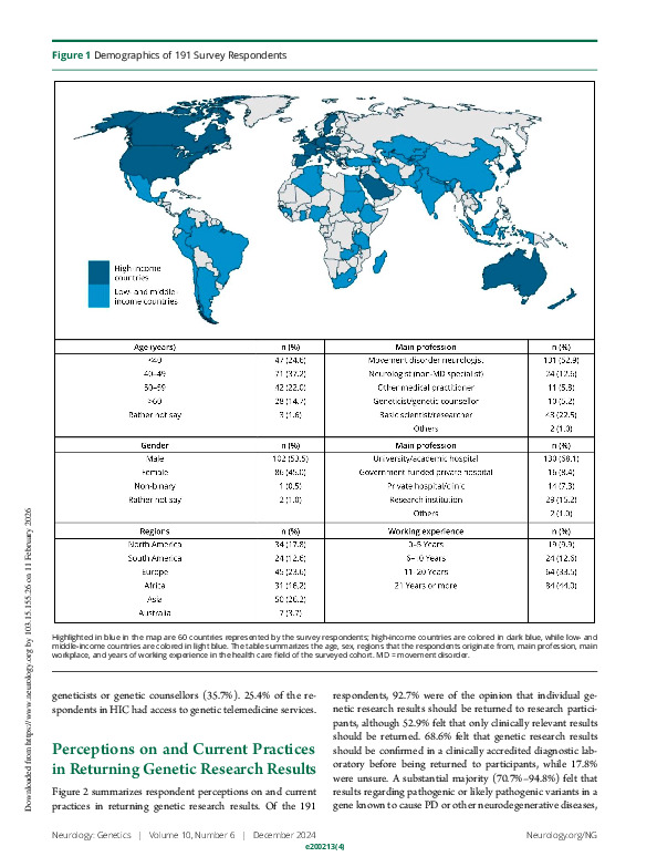 Download Global Perspectives on Returning Genetic Research Results in Parkinson Disease.